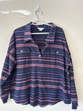 Natural Reflections Navy & Red Striped Pullover